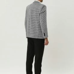 Allegra K Men's Casual Plaid Sports Coat Notched Lapel One Button Houndstooth Blazer