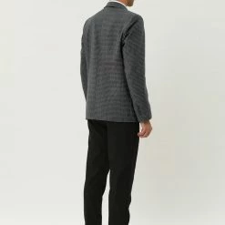 Allegra K Men's Casual Plaid Sports Coat Notched Lapel One Button Houndstooth Blazer