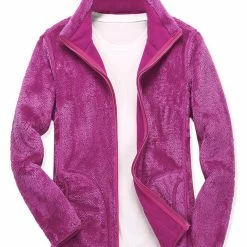 Allegra K Men's Winter Solid Color Long Sleeved Full-Zip Sherpa Fleece Jacket