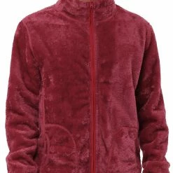 Allegra K Men's Winter Solid Color Long Sleeved Full-Zip Sherpa Fleece Jacket