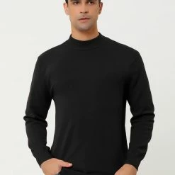Allegra K Tops Men's Slim Fit Mock Turtleneck Neck Knit Pullover Lightweight Long Sleeves Basic Sweaters 108 Allegra K Tops Men's Slim Fit Mock Turtleneck Neck Knit Pullover Lightweight Long Sleeves Basic Sweaters