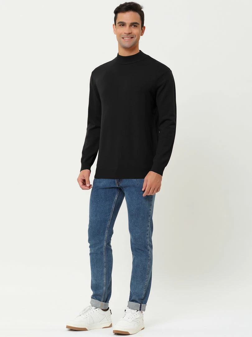Allegra K Tops Men's Slim Fit Mock Turtleneck Neck Knit Pullover Lightweight Long Sleeves Basic Sweaters 55 Allegra K Tops Men's Slim Fit Mock Turtleneck Neck Knit Pullover Lightweight Long Sleeves Basic Sweaters