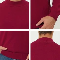 Allegra K Tops Men's Slim Fit Mock Turtleneck Neck Knit Pullover Lightweight Long Sleeves Basic Sweaters 69 Allegra K Tops Men's Slim Fit Mock Turtleneck Neck Knit Pullover Lightweight Long Sleeves Basic Sweaters