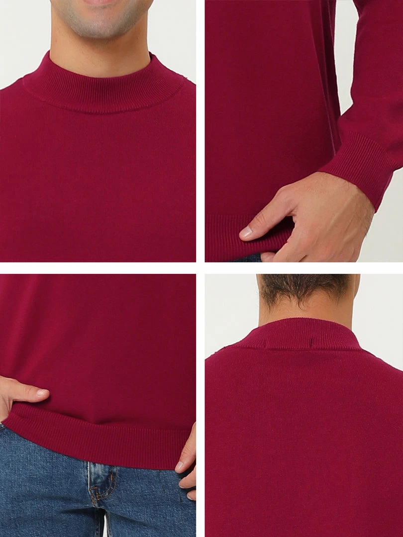 Allegra K Tops Men's Slim Fit Mock Turtleneck Neck Knit Pullover Lightweight Long Sleeves Basic Sweaters 15 Allegra K Tops Men's Slim Fit Mock Turtleneck Neck Knit Pullover Lightweight Long Sleeves Basic Sweaters