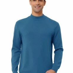 Allegra K Tops Men's Slim Fit Mock Turtleneck Neck Knit Pullover Lightweight Long Sleeves Basic Sweaters 71 Allegra K Tops Men's Slim Fit Mock Turtleneck Neck Knit Pullover Lightweight Long Sleeves Basic Sweaters