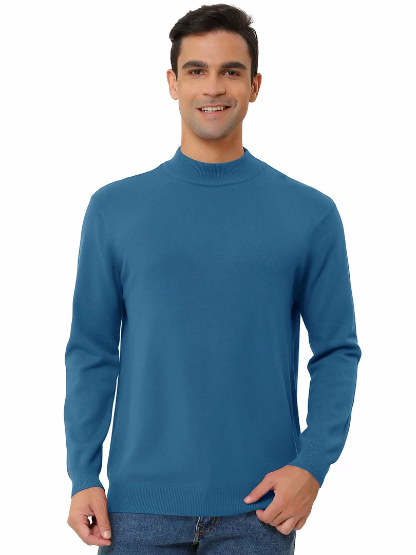 Allegra K Tops Men's Slim Fit Mock Turtleneck Neck Knit Pullover Lightweight Long Sleeves Basic Sweaters 17 Allegra K Tops Men's Slim Fit Mock Turtleneck Neck Knit Pullover Lightweight Long Sleeves Basic Sweaters