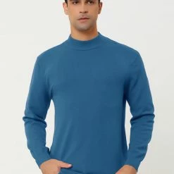 Allegra K Tops Men's Slim Fit Mock Turtleneck Neck Knit Pullover Lightweight Long Sleeves Basic Sweaters 72 Allegra K Tops Men's Slim Fit Mock Turtleneck Neck Knit Pullover Lightweight Long Sleeves Basic Sweaters