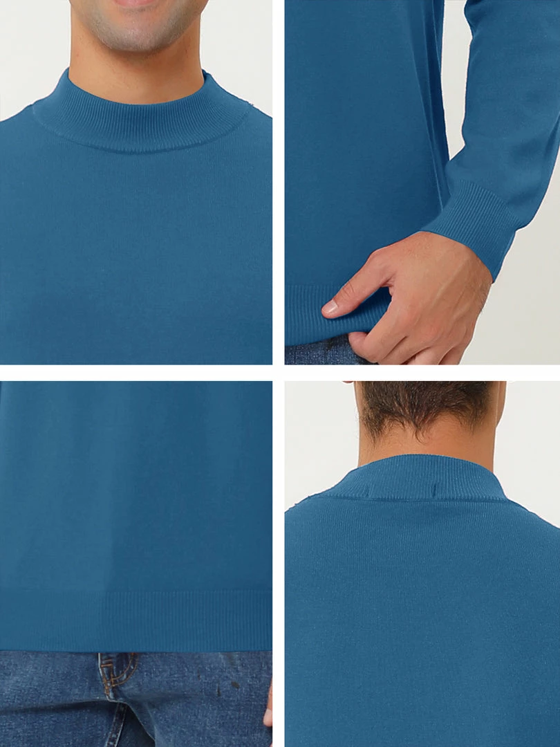 Allegra K Tops Men's Slim Fit Mock Turtleneck Neck Knit Pullover Lightweight Long Sleeves Basic Sweaters 21 Allegra K Tops Men's Slim Fit Mock Turtleneck Neck Knit Pullover Lightweight Long Sleeves Basic Sweaters