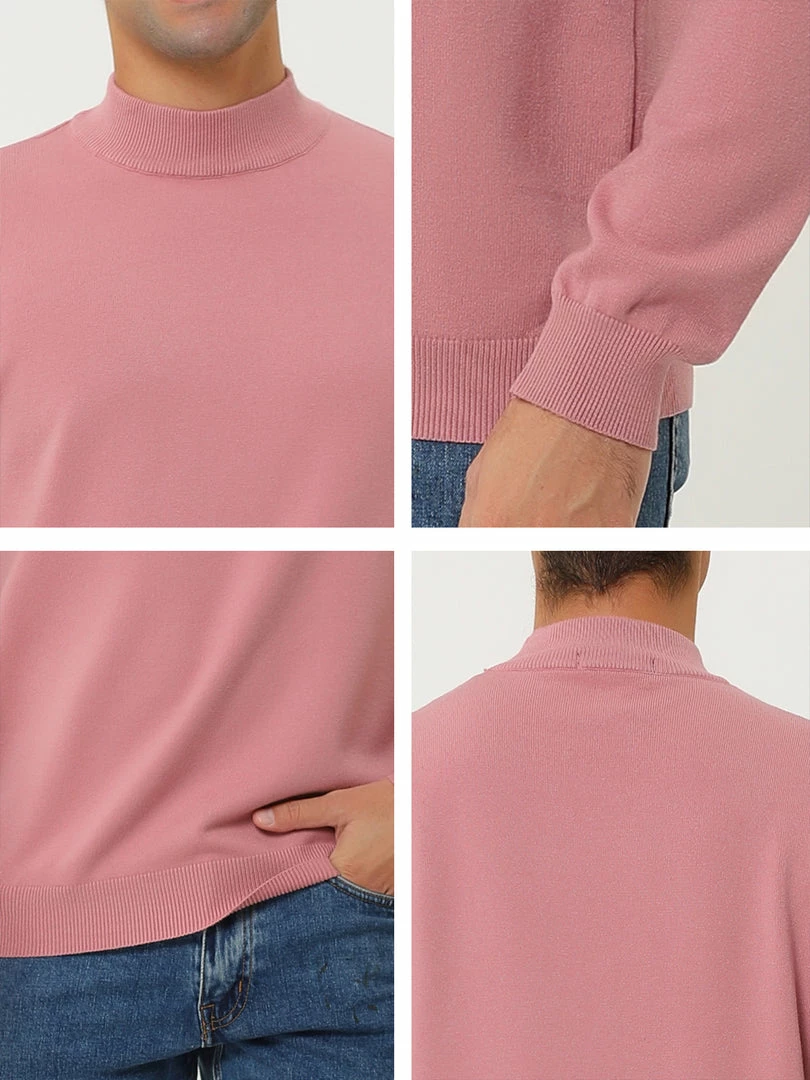 Allegra K Tops Men's Slim Fit Mock Turtleneck Neck Knit Pullover Lightweight Long Sleeves Basic Sweaters 45 Allegra K Tops Men's Slim Fit Mock Turtleneck Neck Knit Pullover Lightweight Long Sleeves Basic Sweaters
