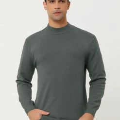Allegra K Tops Men's Slim Fit Mock Turtleneck Neck Knit Pullover Lightweight Long Sleeves Basic Sweaters 90 Allegra K Tops Men's Slim Fit Mock Turtleneck Neck Knit Pullover Lightweight Long Sleeves Basic Sweaters