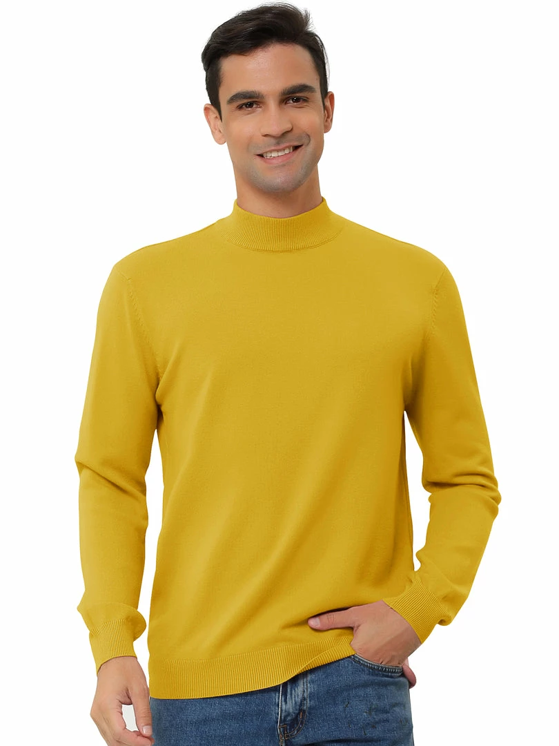 Allegra K Tops Men's Slim Fit Mock Turtleneck Neck Knit Pullover Lightweight Long Sleeves Basic Sweaters 5 Allegra K Tops Men's Slim Fit Mock Turtleneck Neck Knit Pullover Lightweight Long Sleeves Basic Sweaters
