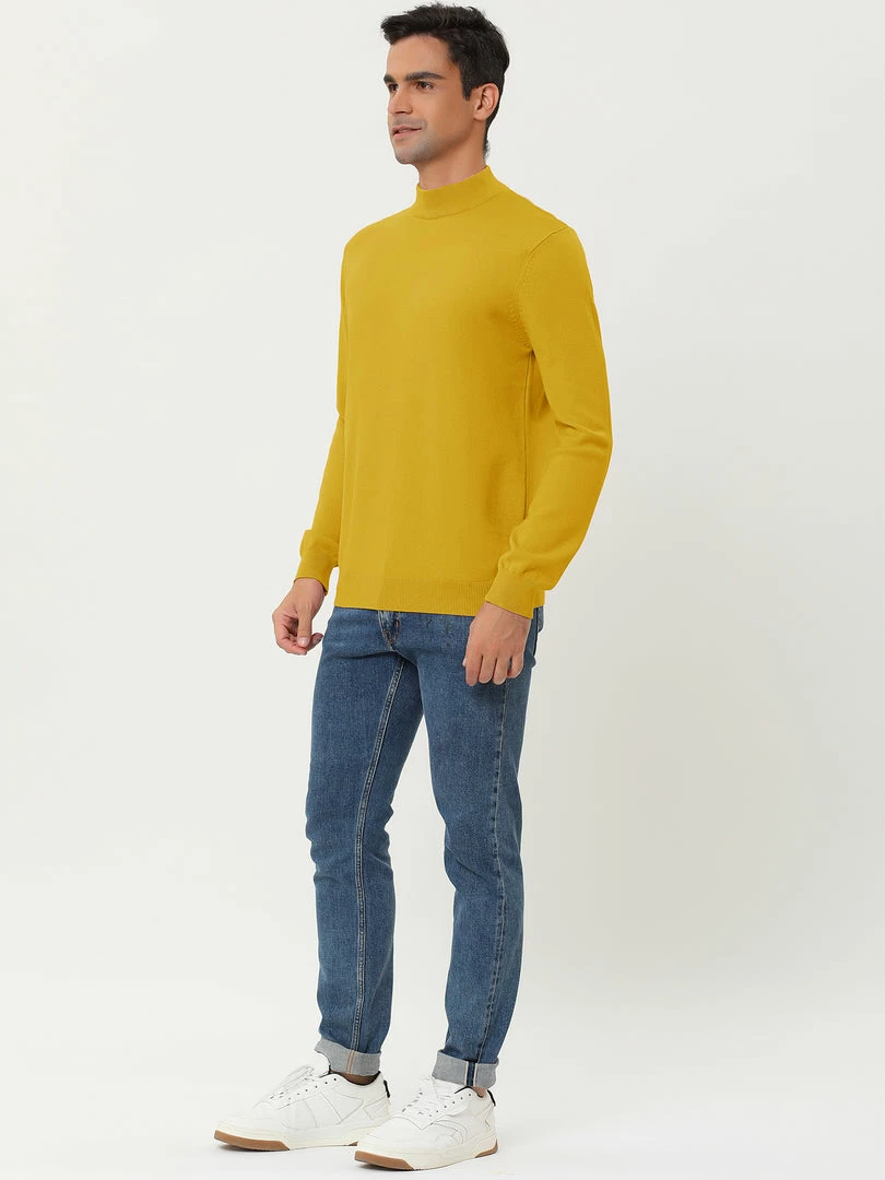 Allegra K Tops Men's Slim Fit Mock Turtleneck Neck Knit Pullover Lightweight Long Sleeves Basic Sweaters 7 Allegra K Tops Men's Slim Fit Mock Turtleneck Neck Knit Pullover Lightweight Long Sleeves Basic Sweaters