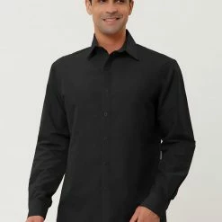 Allegra K Men's Dress Shirt Regular Fit Long Sleeves Button Down Prom Solid Shirt Tops