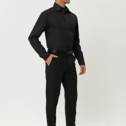 Allegra K Men's Dress Shirt Regular Fit Long Sleeves Button Down Prom Solid Shirt Tops