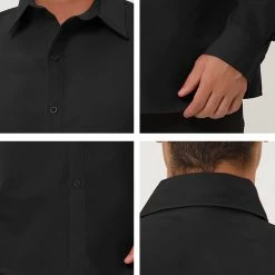 Allegra K Men's Dress Shirt Regular Fit Long Sleeves Button Down Prom Solid Shirt Tops