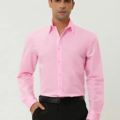 Allegra K Men's Dress Shirt Regular Fit Long Sleeves Button Down Prom Solid Shirt Tops