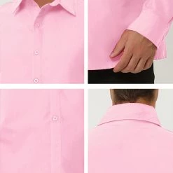 Allegra K Men's Dress Shirt Regular Fit Long Sleeves Button Down Prom Solid Shirt Tops
