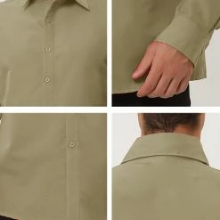 Allegra K Men's Dress Shirt Regular Fit Long Sleeves Button Down Prom Solid Shirt Tops