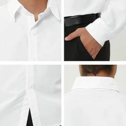 Allegra K Men's Dress Shirt Regular Fit Long Sleeves Button Down Prom Solid Shirt Tops