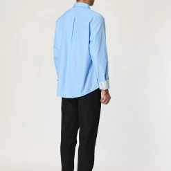 Allegra K Men's Contrast Dress Shirts Button Down Slim Fit Cotton Business Shirt