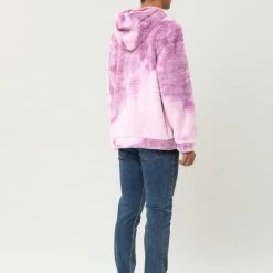 Allegra K Men's Tie Dye Hoodie Drawstring Printed Pullover Sherpa Fleece Sweatshirt