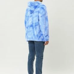 Allegra K Men's Tie Dye Hoodie Drawstring Printed Pullover Sherpa Fleece Sweatshirt