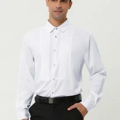 Allegra K Men's Slim Fit Long Sleeves Button Down Party Prom Dress Shirts