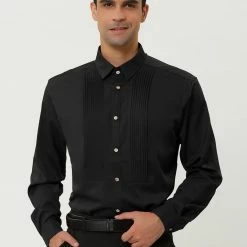 Allegra K Men's Slim Fit Long Sleeves Button Down Party Prom Dress Shirts