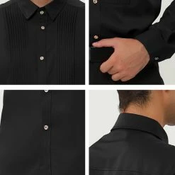 Allegra K Men's Slim Fit Long Sleeves Button Down Party Prom Dress Shirts