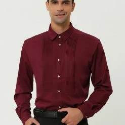 Allegra K Men's Slim Fit Long Sleeves Button Down Party Prom Dress Shirts