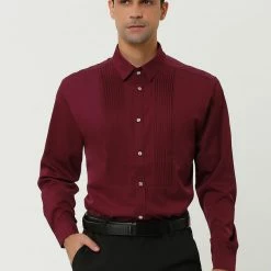 Allegra K Men's Slim Fit Long Sleeves Button Down Party Prom Dress Shirts