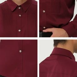 Allegra K Men's Slim Fit Long Sleeves Button Down Party Prom Dress Shirts