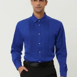 Allegra K Men's Slim Fit Long Sleeves Button Down Party Prom Dress Shirts