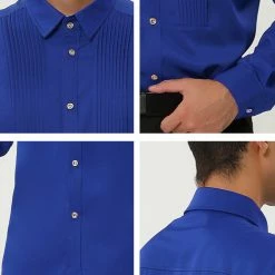 Allegra K Men's Slim Fit Long Sleeves Button Down Party Prom Dress Shirts