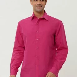 Allegra K Men's Dress Shirt Regular Fit Long Sleeves Button Down Prom Solid Shirt Tops