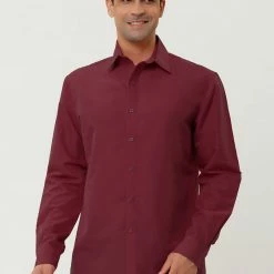 Allegra K Men's Dress Shirt Regular Fit Long Sleeves Button Down Prom Solid Shirt Tops