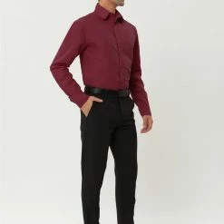 Allegra K Men's Dress Shirt Regular Fit Long Sleeves Button Down Prom Solid Shirt Tops