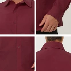 Allegra K Men's Dress Shirt Regular Fit Long Sleeves Button Down Prom Solid Shirt Tops