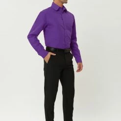 Allegra K Men's Dress Shirt Regular Fit Long Sleeves Button Down Prom Solid Shirt Tops