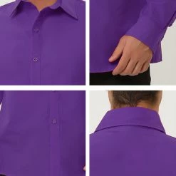 Allegra K Men's Dress Shirt Regular Fit Long Sleeves Button Down Prom Solid Shirt Tops