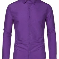 Allegra K Men's Dress Shirt Regular Fit Long Sleeves Button Down Prom Solid Shirt Tops