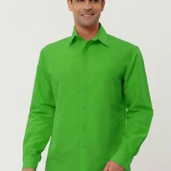 Allegra K Men's Dress Shirt Regular Fit Long Sleeves Button Down Prom Solid Shirt Tops