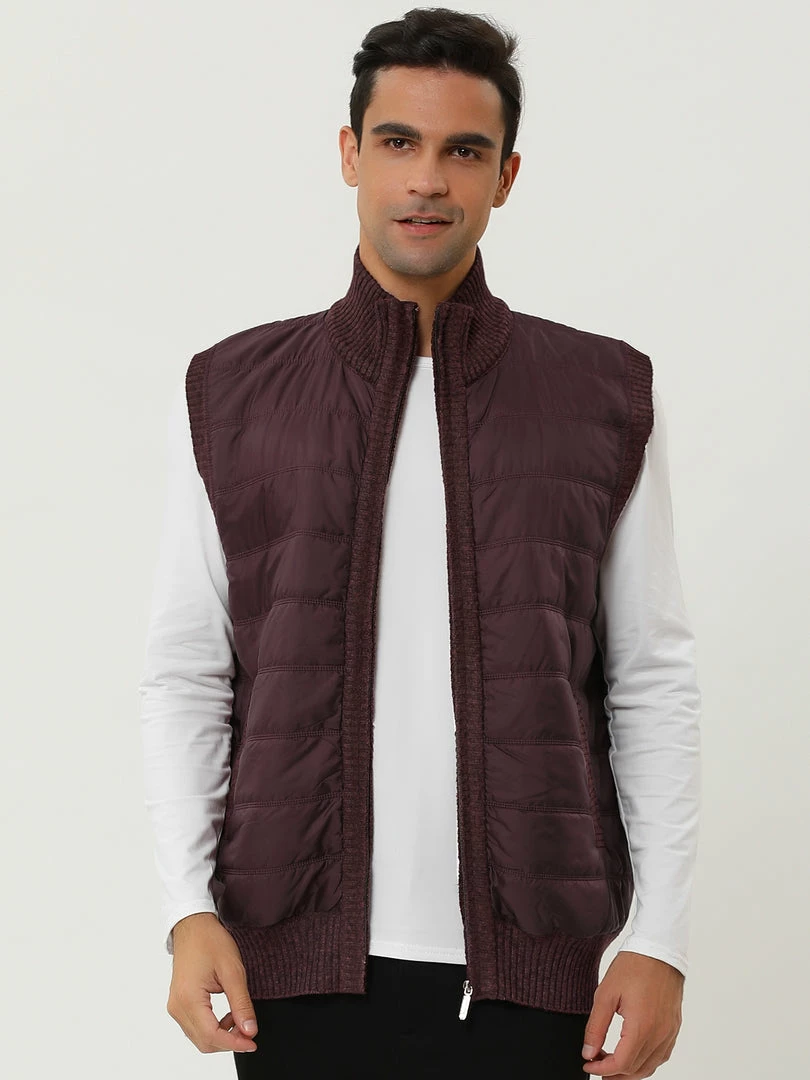 Allegra K Men's Winter Puffer Vest Quilted Zipper Sleeveless Plush Lined Jacket Outdoor 11 Allegra K Men's Winter Puffer Vest Quilted Zipper Sleeveless Plush Lined Jacket Outdoor