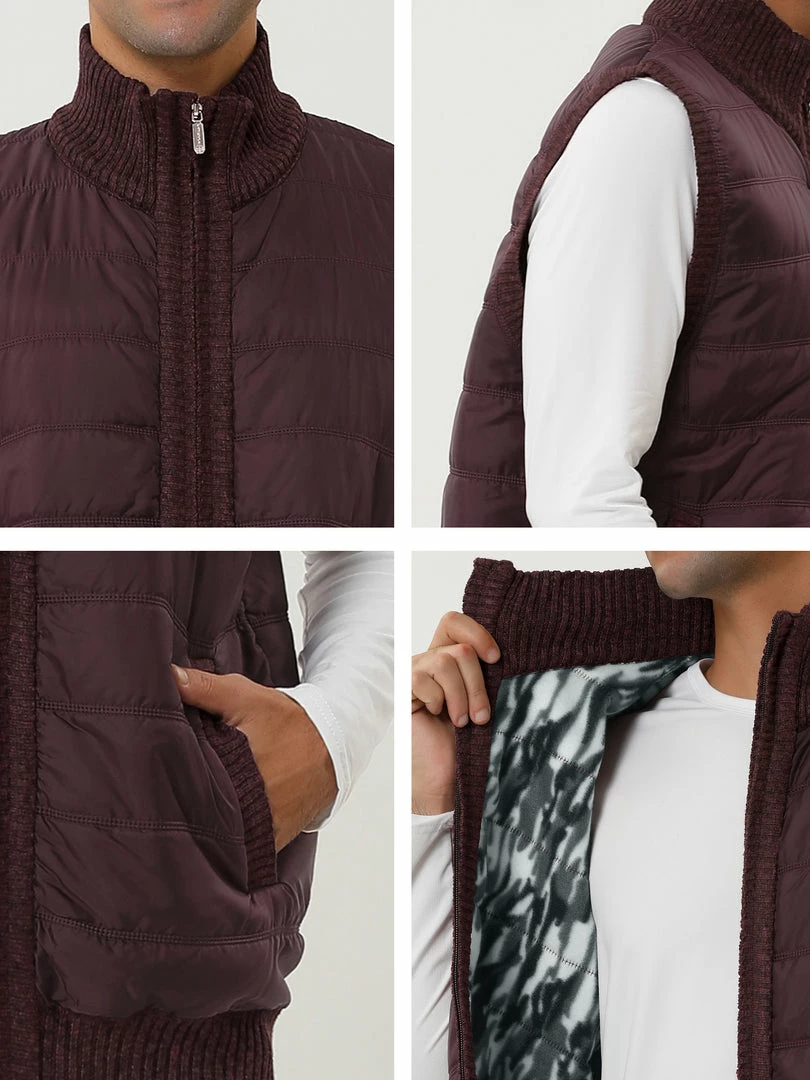 Allegra K Men's Winter Puffer Vest Quilted Zipper Sleeveless Plush Lined Jacket Outdoor 15 Allegra K Men's Winter Puffer Vest Quilted Zipper Sleeveless Plush Lined Jacket Outdoor