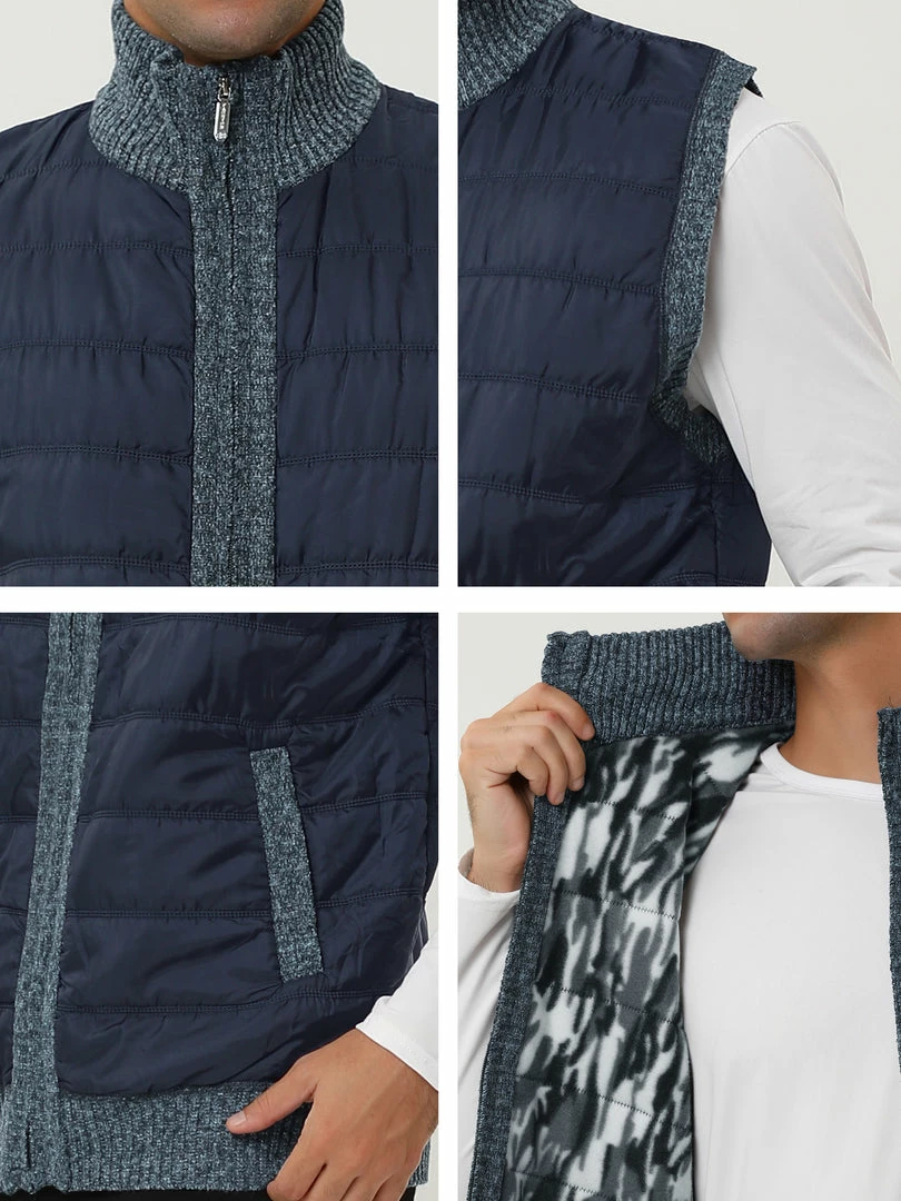 Allegra K Men's Winter Puffer Vest Quilted Zipper Sleeveless Plush Lined Jacket Outdoor 9 Allegra K Men's Winter Puffer Vest Quilted Zipper Sleeveless Plush Lined Jacket Outdoor