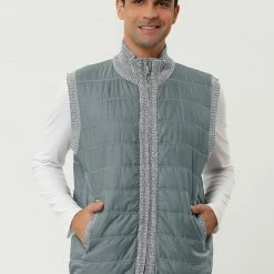 Allegra K Men's Winter Puffer Vest Quilted Zipper Sleeveless Plush Lined Jacket Outdoor 36 Allegra K Men's Winter Puffer Vest Quilted Zipper Sleeveless Plush Lined Jacket Outdoor