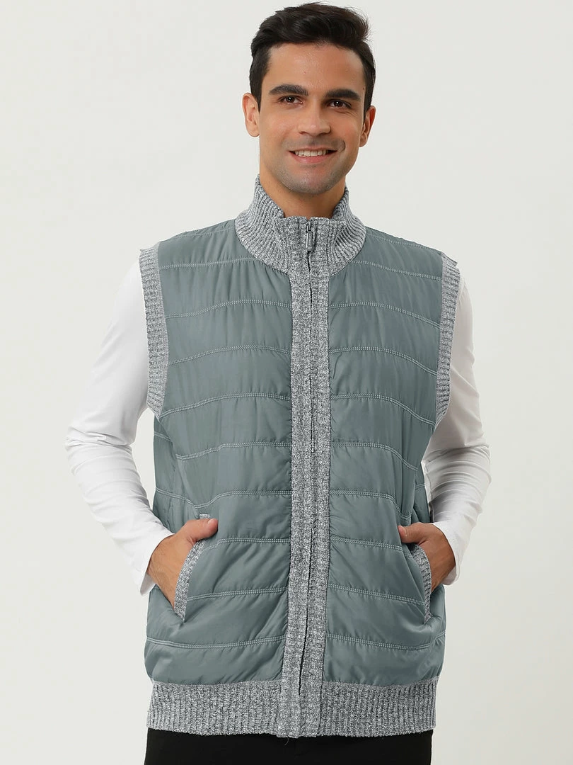 Allegra K Men's Winter Puffer Vest Quilted Zipper Sleeveless Plush Lined Jacket Outdoor 18 Allegra K Men's Winter Puffer Vest Quilted Zipper Sleeveless Plush Lined Jacket Outdoor