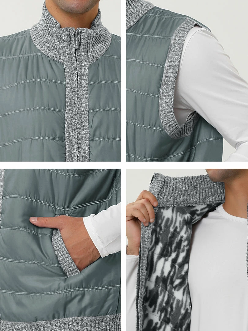 Allegra K Men's Winter Puffer Vest Quilted Zipper Sleeveless Plush Lined Jacket Outdoor 21 Allegra K Men's Winter Puffer Vest Quilted Zipper Sleeveless Plush Lined Jacket Outdoor