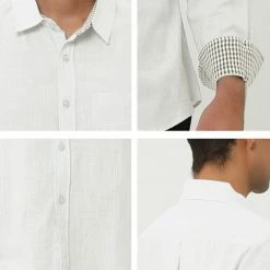 Allegra K Men's Contrast Color Plaid Collar Button Down Long Sleeves Office Dress Shirt