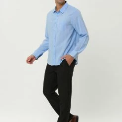 Allegra K Men's Contrast Color Plaid Collar Button Down Long Sleeves Office Dress Shirt